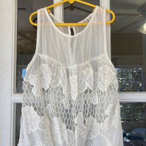 Anthropologie white sheer tank top